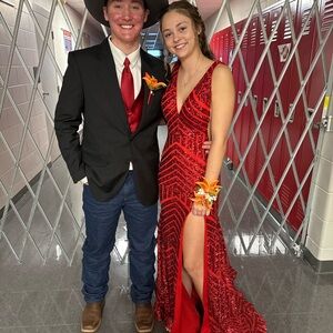 Jovani Red Sequin Prom Dress